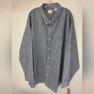 SOLD..Levis Men Chambray Long Sleeve Shirt Size 4XL Button Up Pocket Lightweight